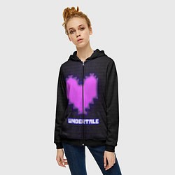 Толстовка на молнии женская UNDERTALE PURPLE HEART, цвет: 3D-черный — фото 2