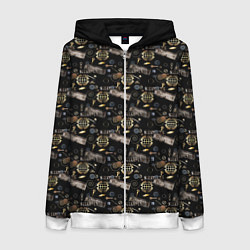 Толстовка на молнии женская Стимпанк Черный фон, цвет: 3D-белый