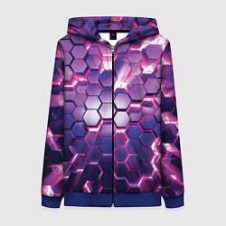 Толстовка на молнии женская АБСТРАКЦИЯ СОТЫ, цвет: 3D-синий