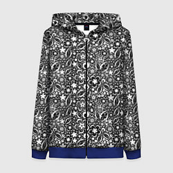 Женская толстовка на молнии Кружевной черно белый узор