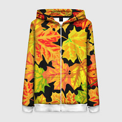 Толстовка на молнии женская LEAF FALL AUTUMN, цвет: 3D-белый