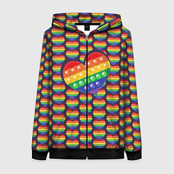 Толстовка на молнии женская Большое сердце ПОП-ИТа, цвет: 3D-черный