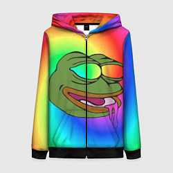 Толстовка на молнии женская Pepe rainbow, цвет: 3D-черный