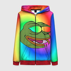 Женская толстовка на молнии Pepe rainbow