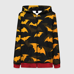 Женская толстовка на молнии ЛЕТУЧИЕ МЫШИ НОЧЬ ХЕЛЛОУИН HALLOWEEN NIGHT BATS