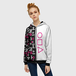 Толстовка на молнии женская Игра в кальмара: Стражи, цвет: 3D-черный — фото 2