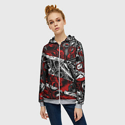 Толстовка на молнии женская Оружейный барон, цвет: 3D-меланж — фото 2