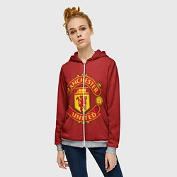 Толстовка на молнии женская Manchester United F C, цвет: 3D-меланж — фото 2
