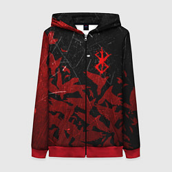 Женская толстовка на молнии БЕРСЕРК КЛЕЙМО ЛОГО СТАЯ ВОРОН, RED CROW
