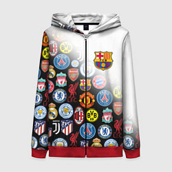 Толстовка на молнии женская FC BARCELONA LOGOBOMBING, цвет: 3D-красный