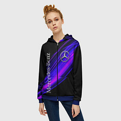 Толстовка на молнии женская MERCEDES-BENZ МЕРСЕДЕС-БЕНЗ ПУРПУРНЫЙ, цвет: 3D-синий — фото 2