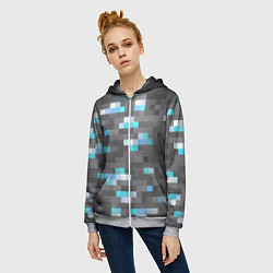 Толстовка на молнии женская АЛМАЗНАЯ РУДА DIAMOND ORE MINCRAFT, цвет: 3D-меланж — фото 2