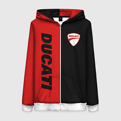 Женская толстовка на молнии DUCATI BLACK RED BACKGROUND