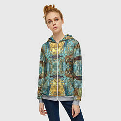 Толстовка на молнии женская Коллекция Фрактальная мозаика Желто-голубой, цвет: 3D-меланж — фото 2