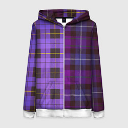 Толстовка на молнии женская Purple Checkered, цвет: 3D-белый