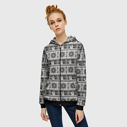 Толстовка на молнии женская Squirrel Pattern, цвет: 3D-черный — фото 2