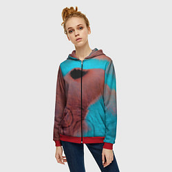 Толстовка на молнии женская Meddle - Pink Floyd, цвет: 3D-красный — фото 2