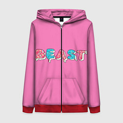 Толстовка на молнии женская Mr Beast Donut Pink edition, цвет: 3D-красный