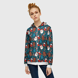 Толстовка на молнии женская ПОКРЫТО НОВЫМ ГОДОМ!, цвет: 3D-белый — фото 2