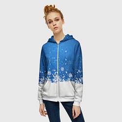 Толстовка на молнии женская Снежинки - С Новым Годом, цвет: 3D-белый — фото 2