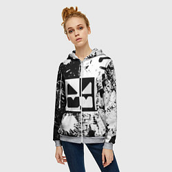 Толстовка на молнии женская GEOMETRY DASH BLACK & WHITE SMILE, цвет: 3D-меланж — фото 2