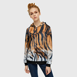 Толстовка на молнии женская Шкура тигра Новый год 2022, цвет: 3D-черный — фото 2