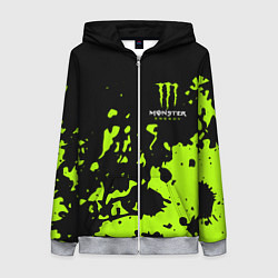 Толстовка на молнии женская Monster Energy green, цвет: 3D-меланж