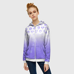 Толстовка на молнии женская GENSHIN IMPACT SYMBOL PATTERN SAKURA САКУРА, цвет: 3D-белый — фото 2