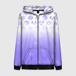Толстовка на молнии женская GENSHIN IMPACT SYMBOL PATTERN SAKURA САКУРА, цвет: 3D-черный