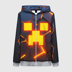 Толстовка на молнии женская ОГНЕННЫЙ КРИПЕР 3D ПЛИТЫ FIRE CREEPER, цвет: 3D-меланж