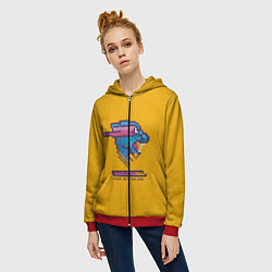 Толстовка на молнии женская Mr Beast Pixel Art, цвет: 3D-красный — фото 2