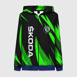 Толстовка на молнии женская SKODA Логотип Узор, цвет: 3D-синий