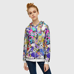 Толстовка на молнии женская UNDERTALE PATTERN HEROES, ВСЕ ГЕРОИ ИГРЫ, цвет: 3D-белый — фото 2