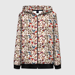 Толстовка на молнии женская Россия паттерн светлый, цвет: 3D-черный