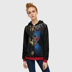 Толстовка на молнии женская POPPY PLAYTIME BENDY AND THE INK MACHINE, цвет: 3D-красный — фото 2