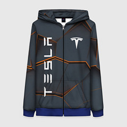 Толстовка на молнии женская Tesla текстура, цвет: 3D-синий