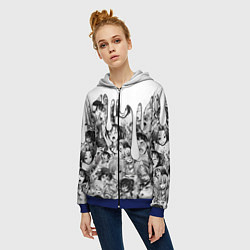 Толстовка на молнии женская АХЕГАО - AHEGAO ПОДТЕКИ, цвет: 3D-синий — фото 2