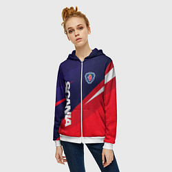 Толстовка на молнии женская Scania Скания, цвет: 3D-белый — фото 2