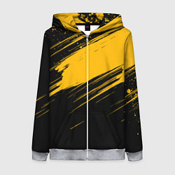 Женская толстовка на молнии Black and yellow grunge
