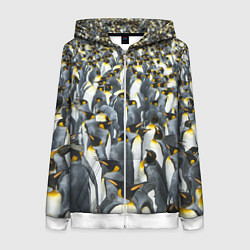 Толстовка на молнии женская Пингвины Penguins, цвет: 3D-белый