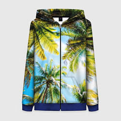 Толстовка на молнии женская Пальмы под солнцем, цвет: 3D-синий