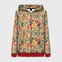 Женская толстовка на молнии Инструменты Музыкальные