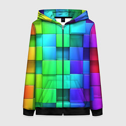 Толстовка на молнии женская Color geometrics pattern Vanguard, цвет: 3D-черный