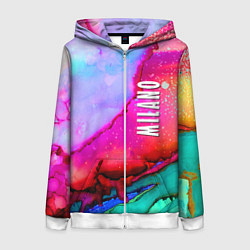 Толстовка на молнии женская Milano Fashion pattern, цвет: 3D-белый