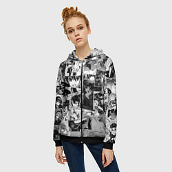 Толстовка на молнии женская Убийца Акамэ pattern, цвет: 3D-черный — фото 2