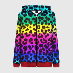 Толстовка на молнии женская Leopard Pattern Neon, цвет: 3D-красный