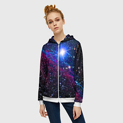 Толстовка на молнии женская Открытый космос Star Neon, цвет: 3D-белый — фото 2