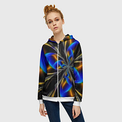 Толстовка на молнии женская Neon vanguard pattern Fashion 2023, цвет: 3D-белый — фото 2