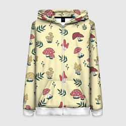 Женская толстовка на молнии Mushroom, грибы- грибочки