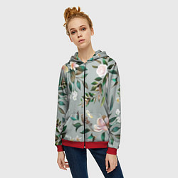 Толстовка на молнии женская Цветы Цветочный Букет, цвет: 3D-красный — фото 2